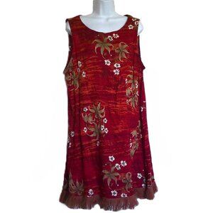 BW Sport Sleeveless Floral Fringed Dress Lightweight Summer Cruise Travel EUC XL